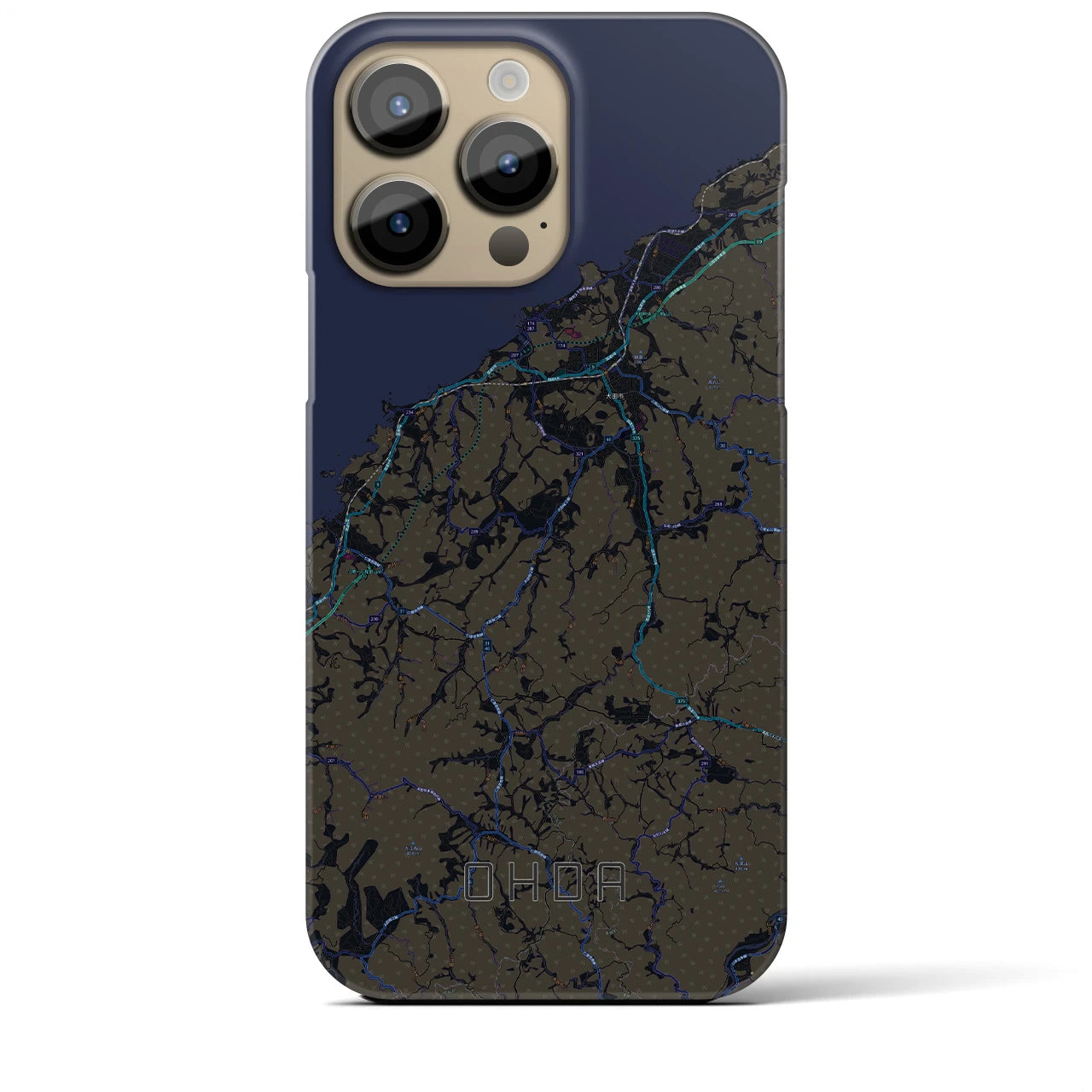 【大田】地図柄iPhoneケース（バックカバータイプ・ブラック）iPhone 14 Pro Max 用