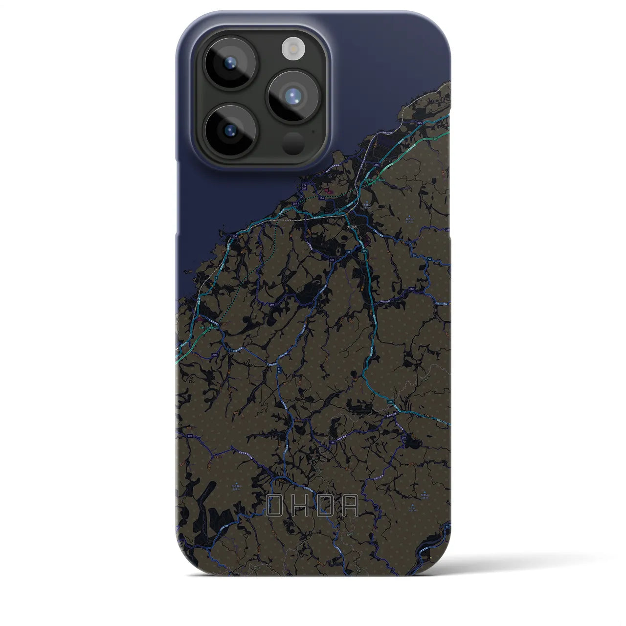 【大田】地図柄iPhoneケース（バックカバータイプ・ブラック）iPhone 15 Pro Max 用