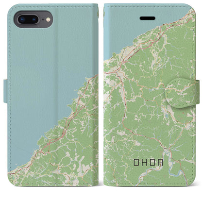 【大田（島根県）】地図柄iPhoneケース（手帳タイプ）ナチュラル・iPhone 8Plus /7Plus / 6sPlus / 6Plus 用