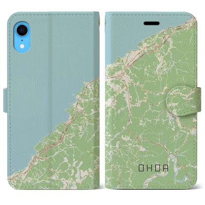 【大田（島根県）】地図柄iPhoneケース（手帳タイプ）ナチュラル・iPhone XR 用