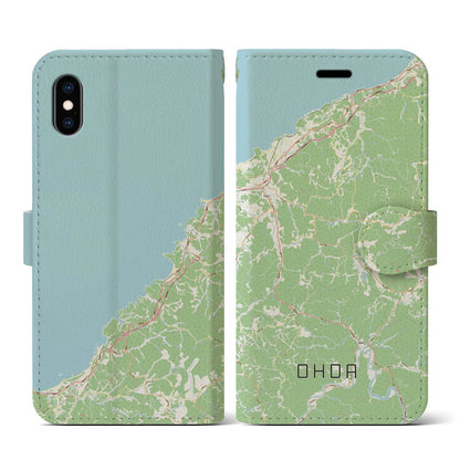 【大田（島根県）】地図柄iPhoneケース（手帳タイプ）ナチュラル・iPhone XS / X 用
