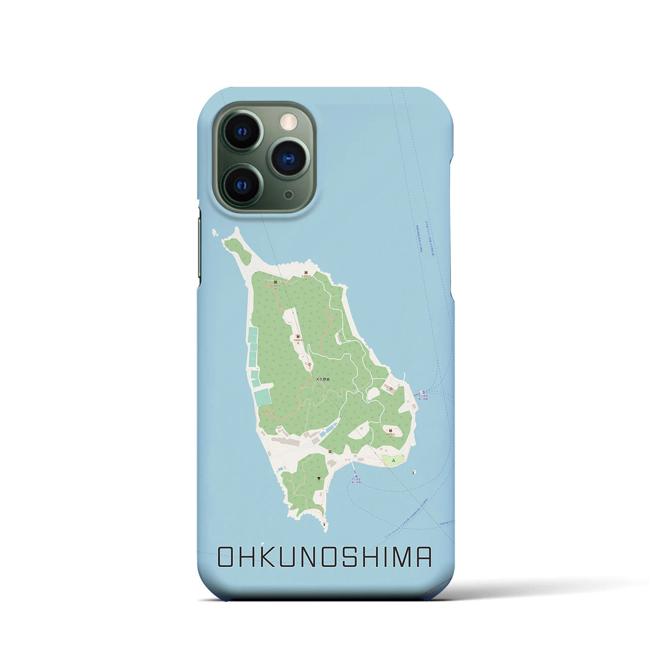 【大久野島】地図柄iPhoneケース（バックカバータイプ・ナチュラル）iPhone 11 Pro 用