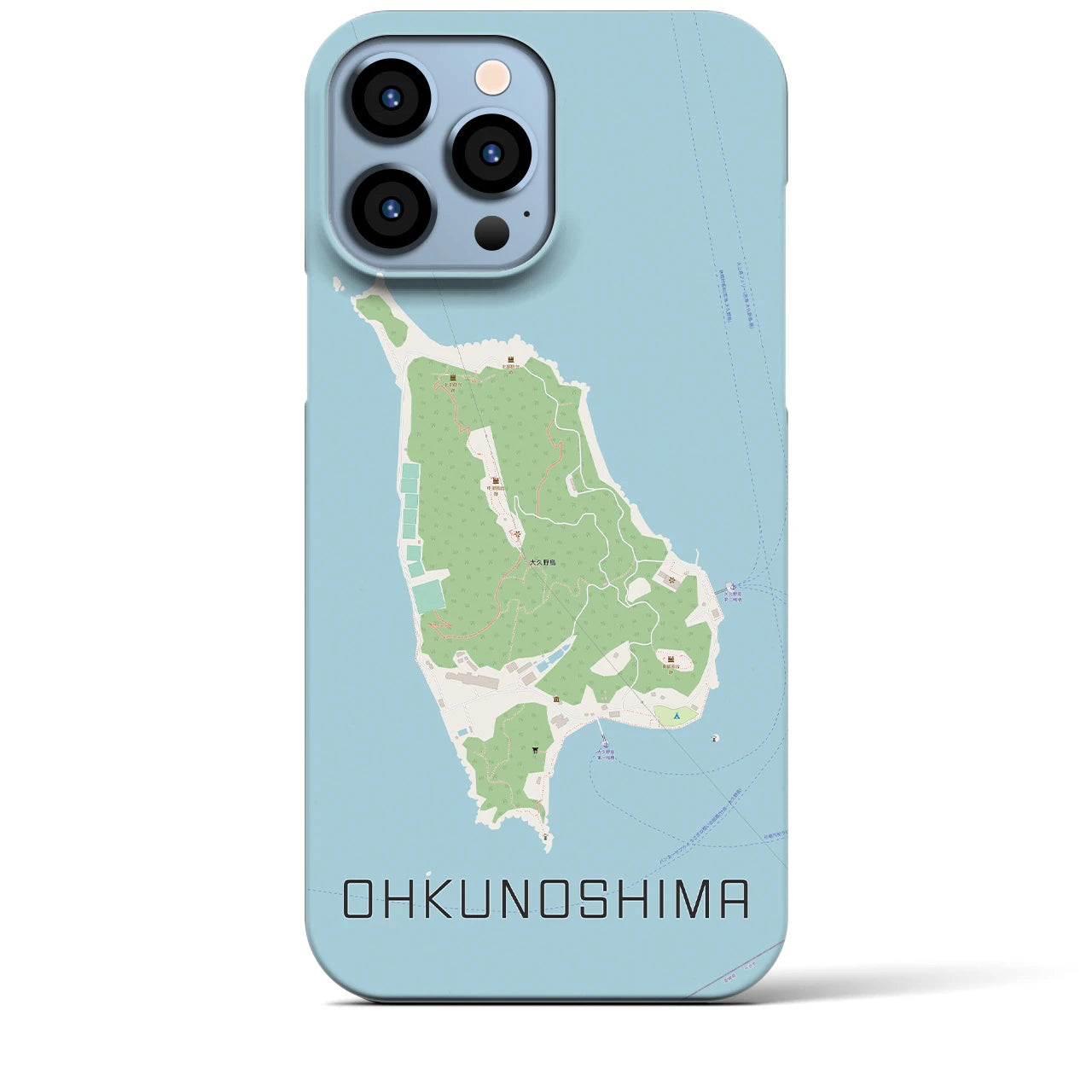 【大久野島】地図柄iPhoneケース（バックカバータイプ・ナチュラル）iPhone 13 Pro Max 用