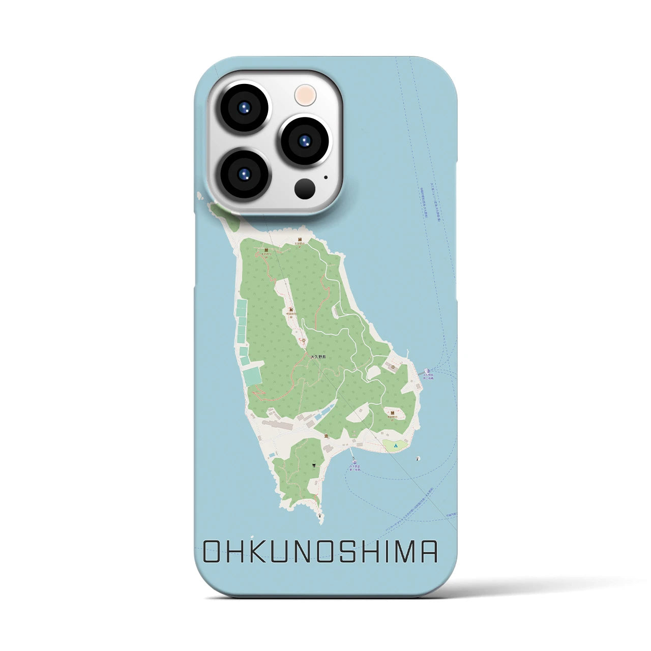 【大久野島】地図柄iPhoneケース（バックカバータイプ・ナチュラル）iPhone 13 Pro 用