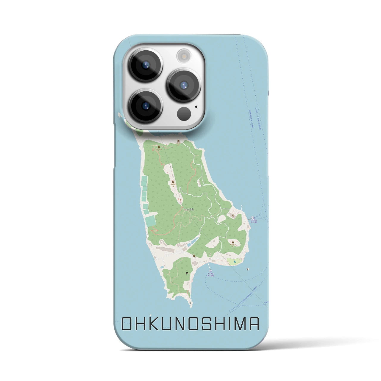 【大久野島】地図柄iPhoneケース（バックカバータイプ・ナチュラル）iPhone 14 Pro 用