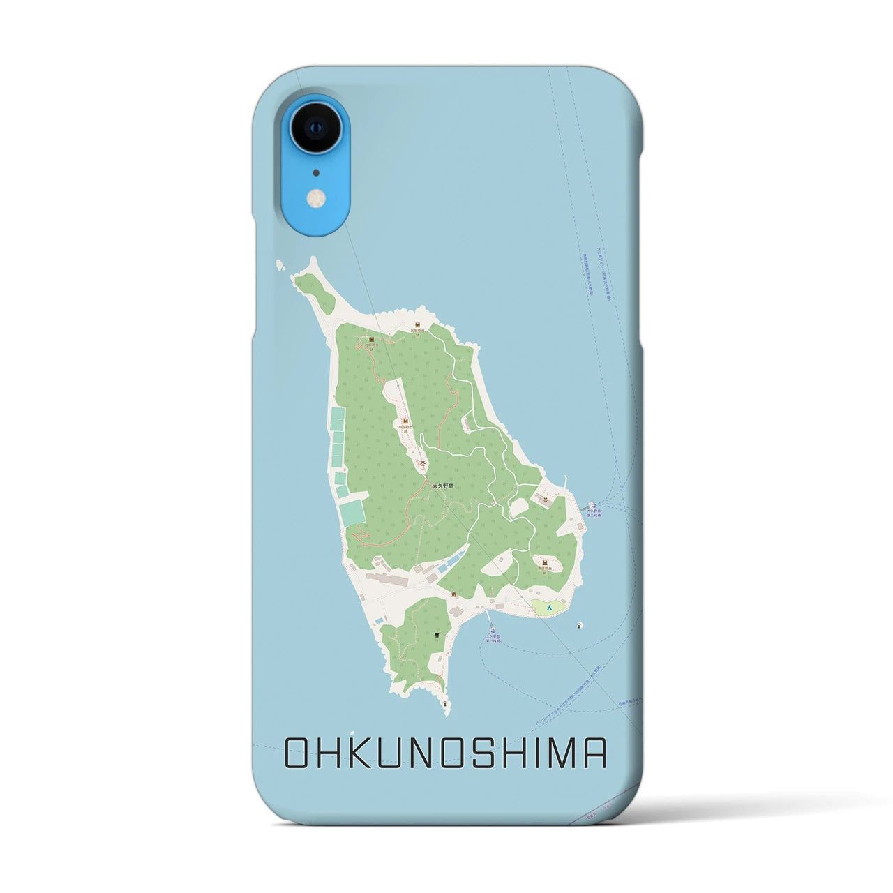 【大久野島】地図柄iPhoneケース（バックカバータイプ・ナチュラル）iPhone XR 用