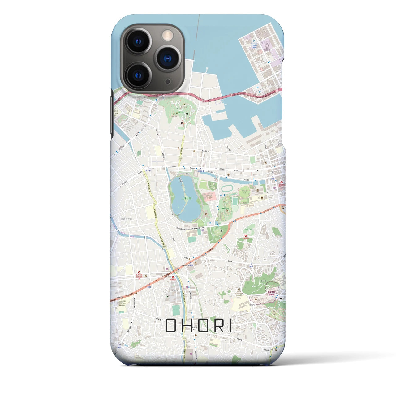 【大濠】地図柄iPhoneケース（バックカバータイプ・ナチュラル）iPhone 11 Pro Max 用