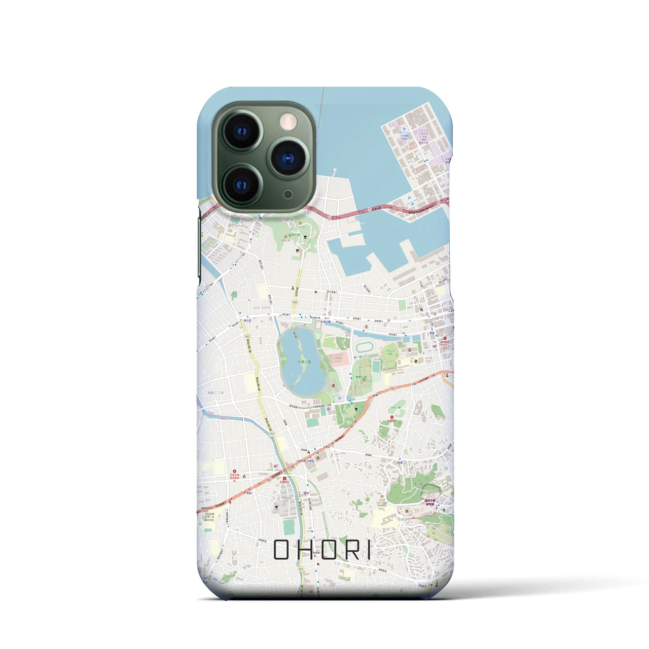 【大濠】地図柄iPhoneケース（バックカバータイプ・ナチュラル）iPhone 11 Pro 用