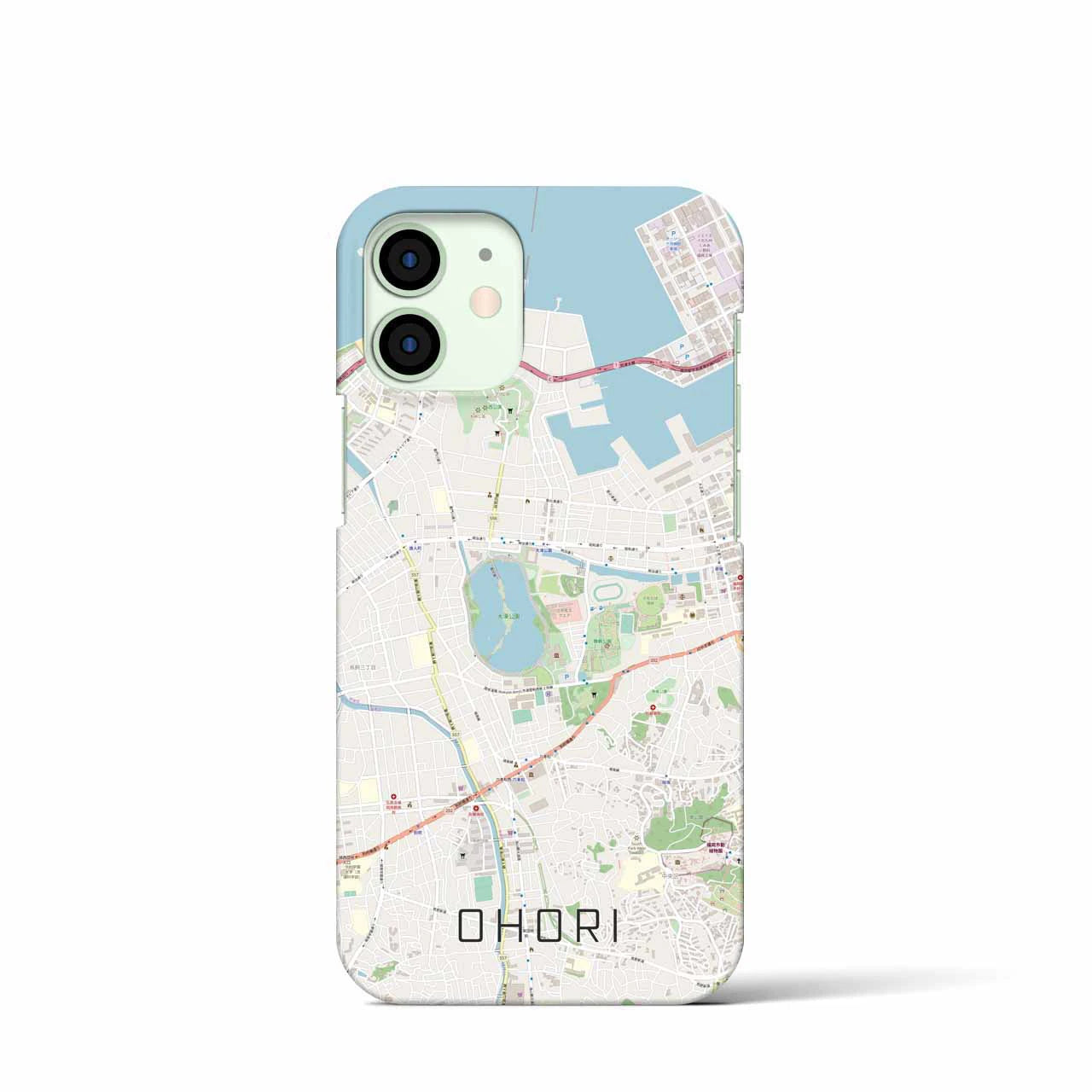 【大濠】地図柄iPhoneケース（バックカバータイプ・ナチュラル）iPhone 12 mini 用