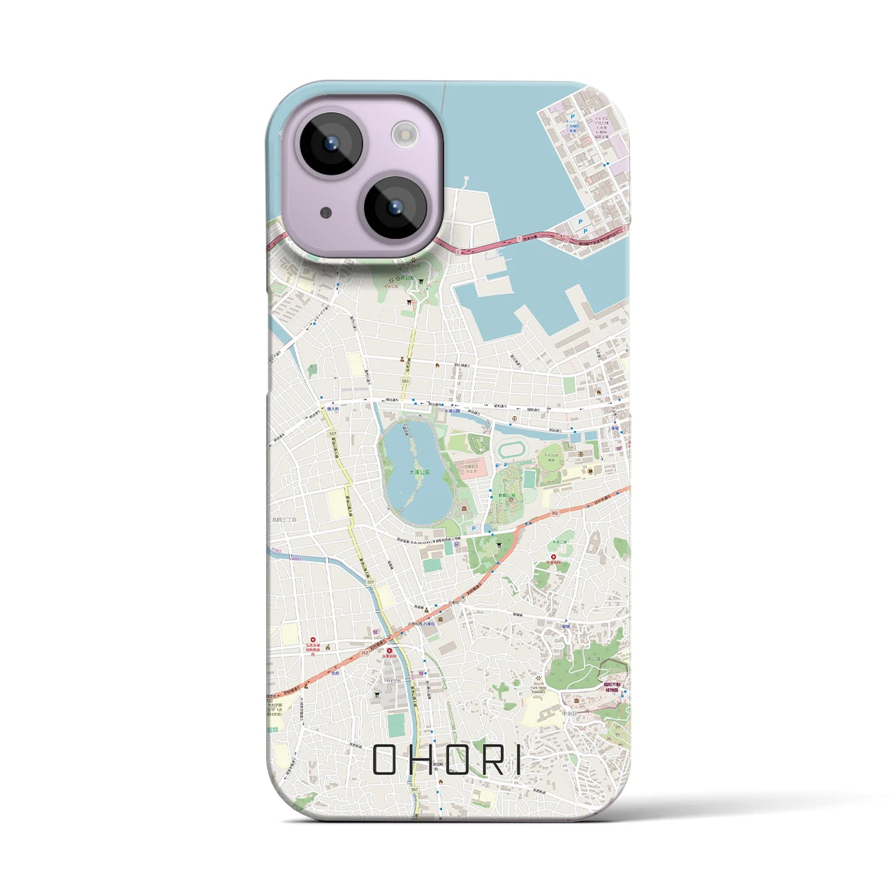 【大濠】地図柄iPhoneケース（バックカバータイプ・ナチュラル）iPhone 14 用