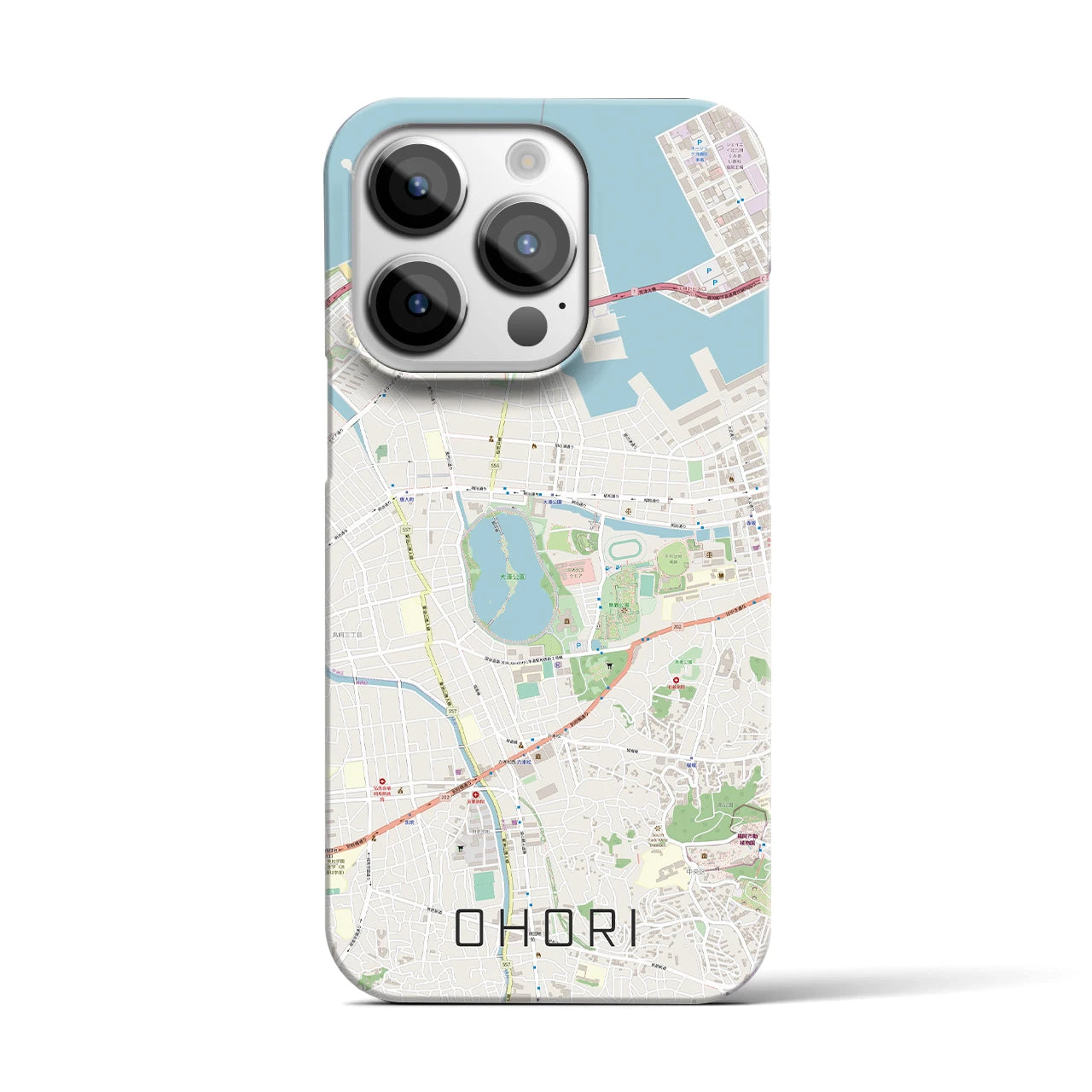 【大濠】地図柄iPhoneケース（バックカバータイプ・ナチュラル）iPhone 14 Pro 用