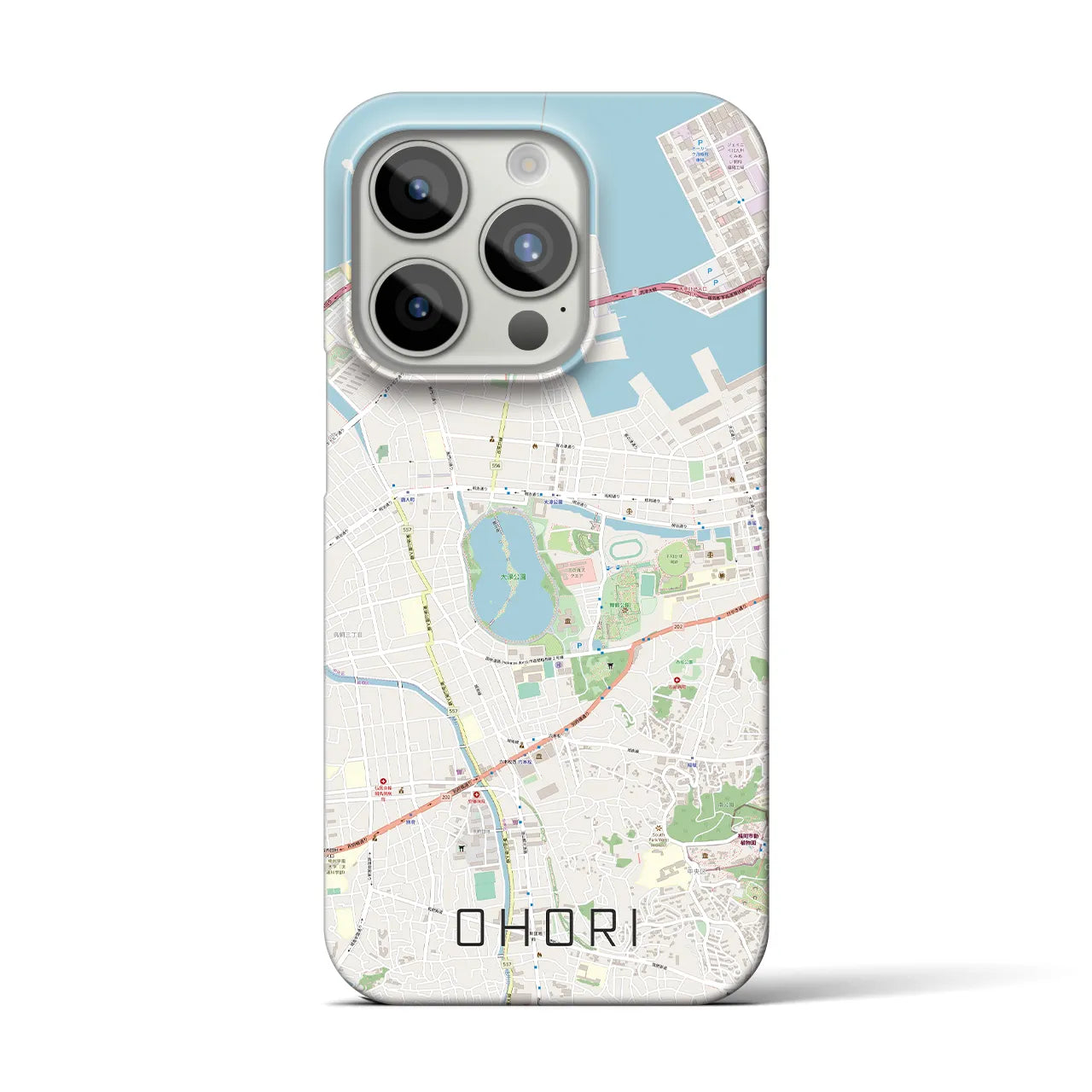 【大濠】地図柄iPhoneケース（バックカバータイプ・ナチュラル）iPhone 15 Pro 用