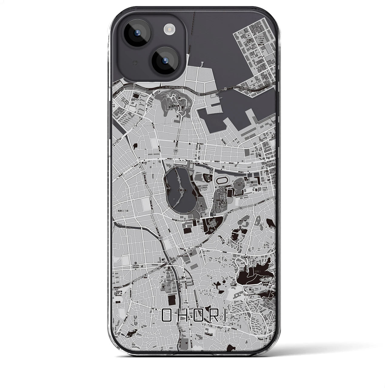 【大濠】地図柄iPhoneケース（クリアタイプ・モノトーン）iPhone 14 Plus 用