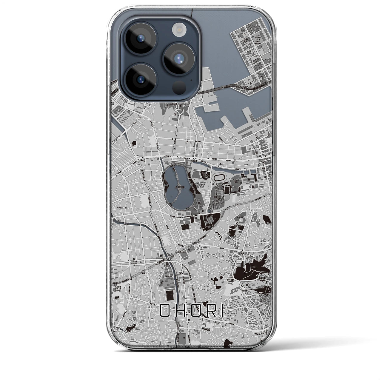 【大濠】地図柄iPhoneケース（クリアタイプ・モノトーン）iPhone 15 Pro Max 用