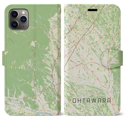 【大田原（栃木県）】地図柄iPhoneケース（手帳タイプ）ナチュラル・iPhone 11 Pro Max 用
