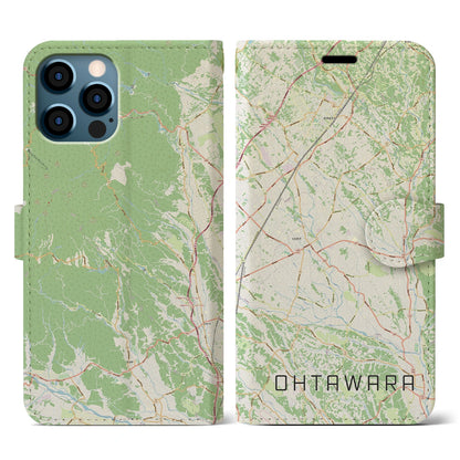 【大田原（栃木県）】地図柄iPhoneケース（手帳タイプ）ナチュラル・iPhone 12 / 12 Pro 用