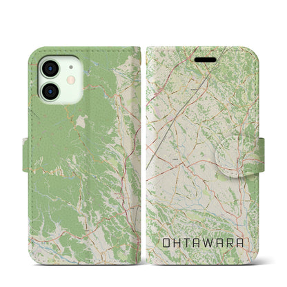 【大田原（栃木県）】地図柄iPhoneケース（手帳タイプ）ナチュラル・iPhone 12 mini 用