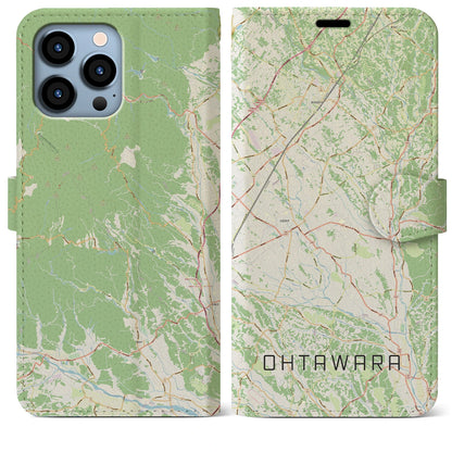 【大田原（栃木県）】地図柄iPhoneケース（手帳タイプ）ナチュラル・iPhone 13 Pro Max 用