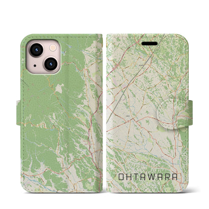 【大田原（栃木県）】地図柄iPhoneケース（手帳タイプ）ナチュラル・iPhone 13 mini 用