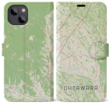 【大田原（栃木県）】地図柄iPhoneケース（手帳タイプ）ナチュラル・iPhone 14 Plus 用