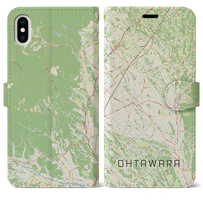 【大田原（栃木県）】地図柄iPhoneケース（手帳タイプ）ナチュラル・iPhone XS Max 用