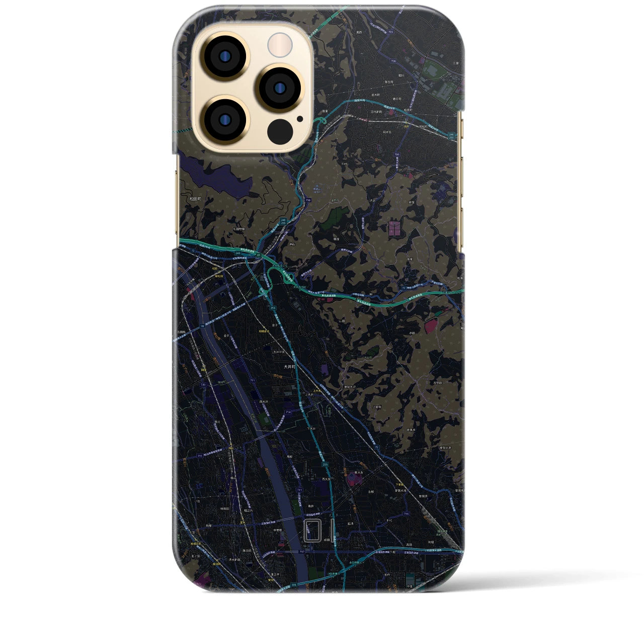 【大井】地図柄iPhoneケース（バックカバータイプ・ブラック）iPhone 12 Pro Max 用