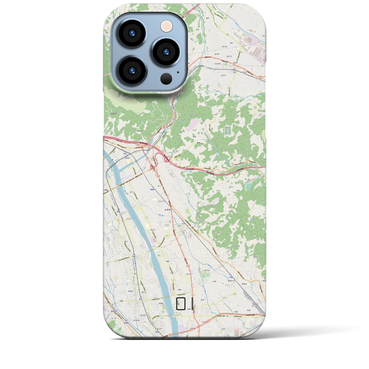 【大井】地図柄iPhoneケース（バックカバータイプ・ナチュラル）iPhone 13 Pro Max 用