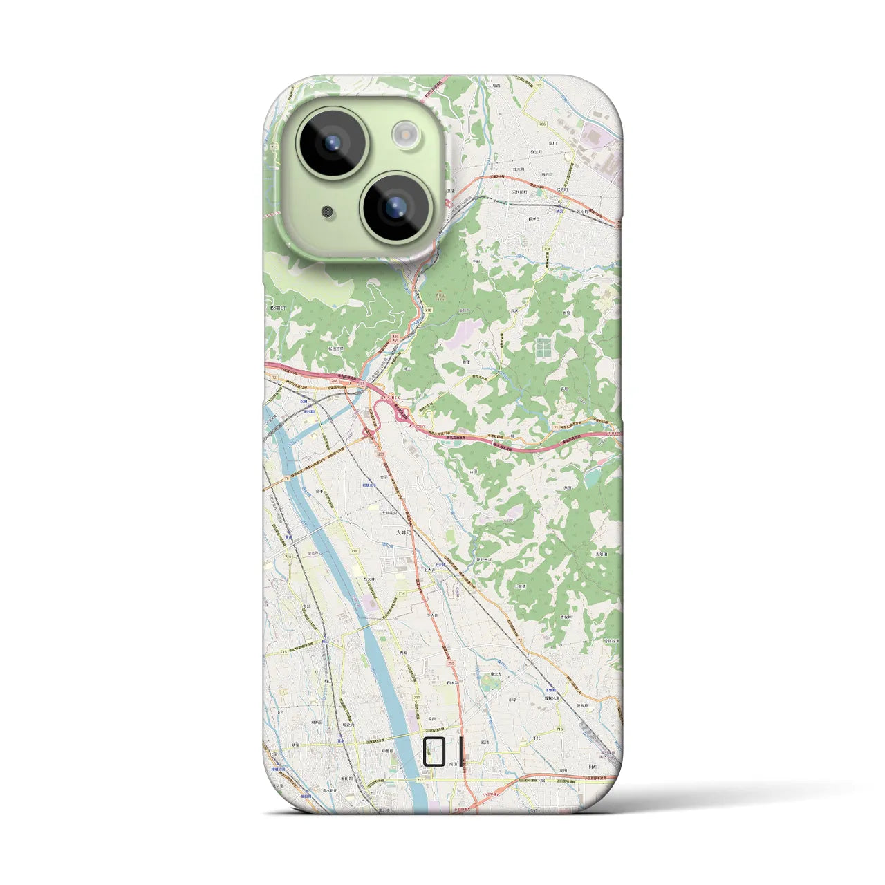 【大井】地図柄iPhoneケース（バックカバータイプ・ナチュラル）iPhone 15 用