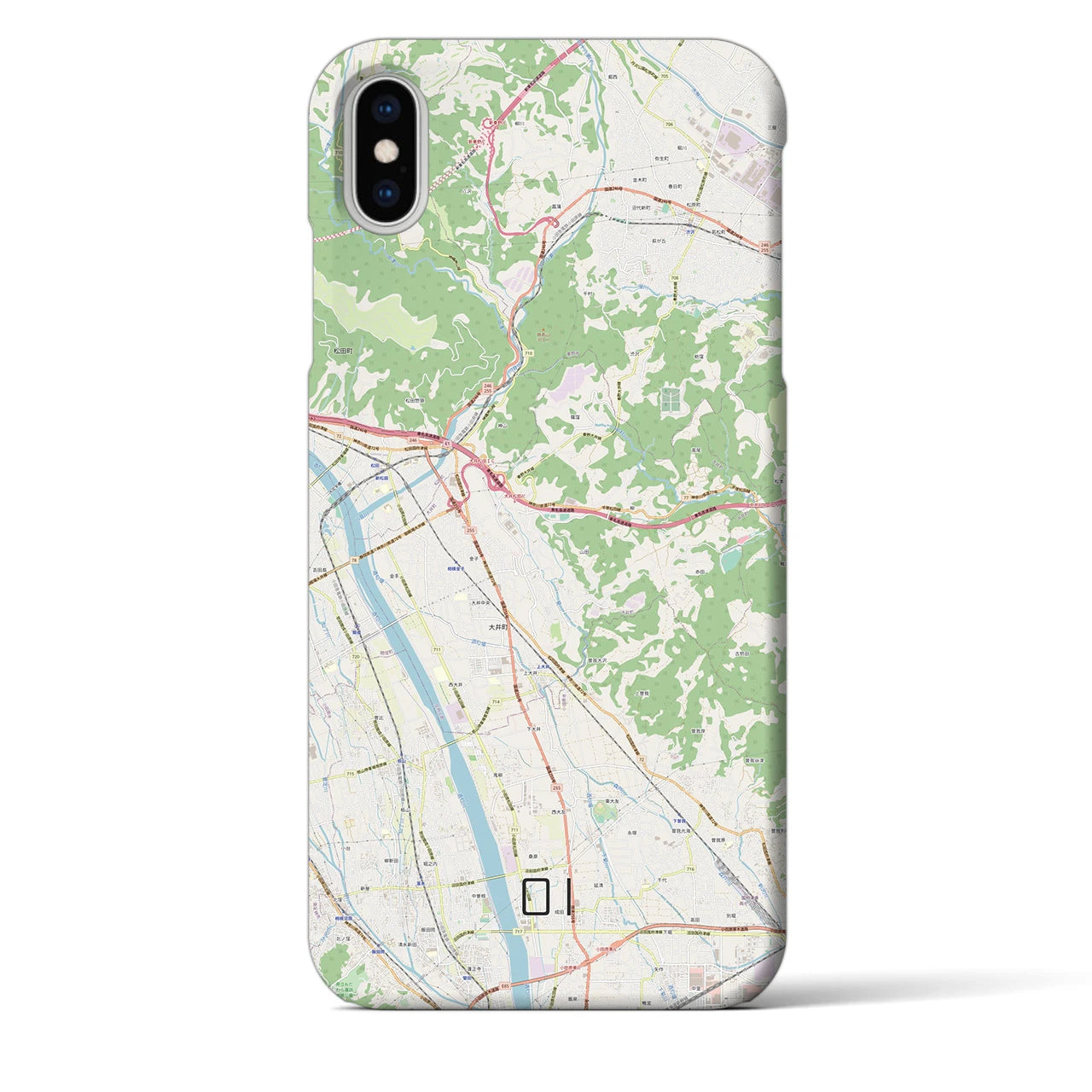 【大井】地図柄iPhoneケース（バックカバータイプ・ナチュラル）iPhone XS Max 用