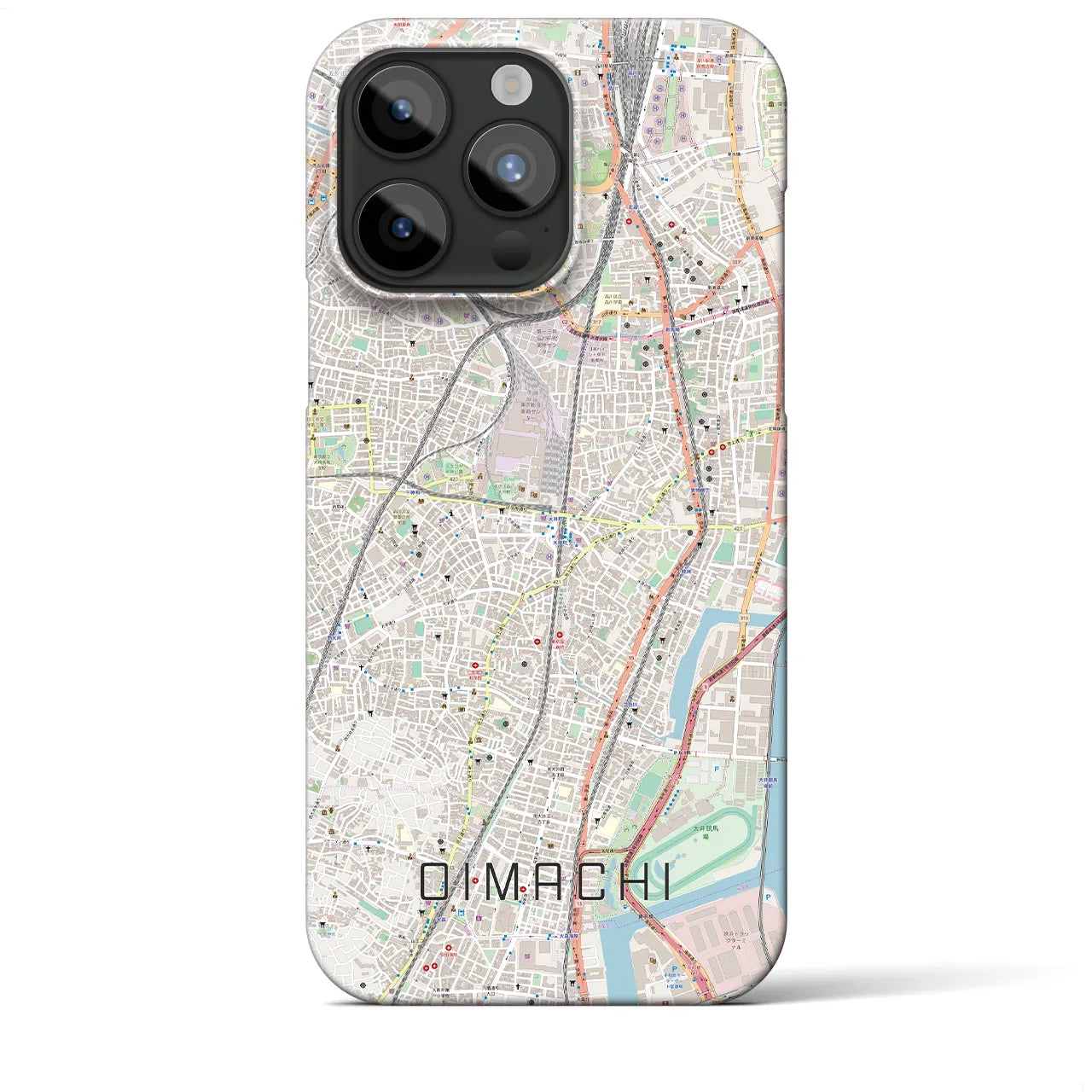 【大井町】地図柄iPhoneケース（バックカバータイプ・ナチュラル）iPhone 15 Pro Max 用