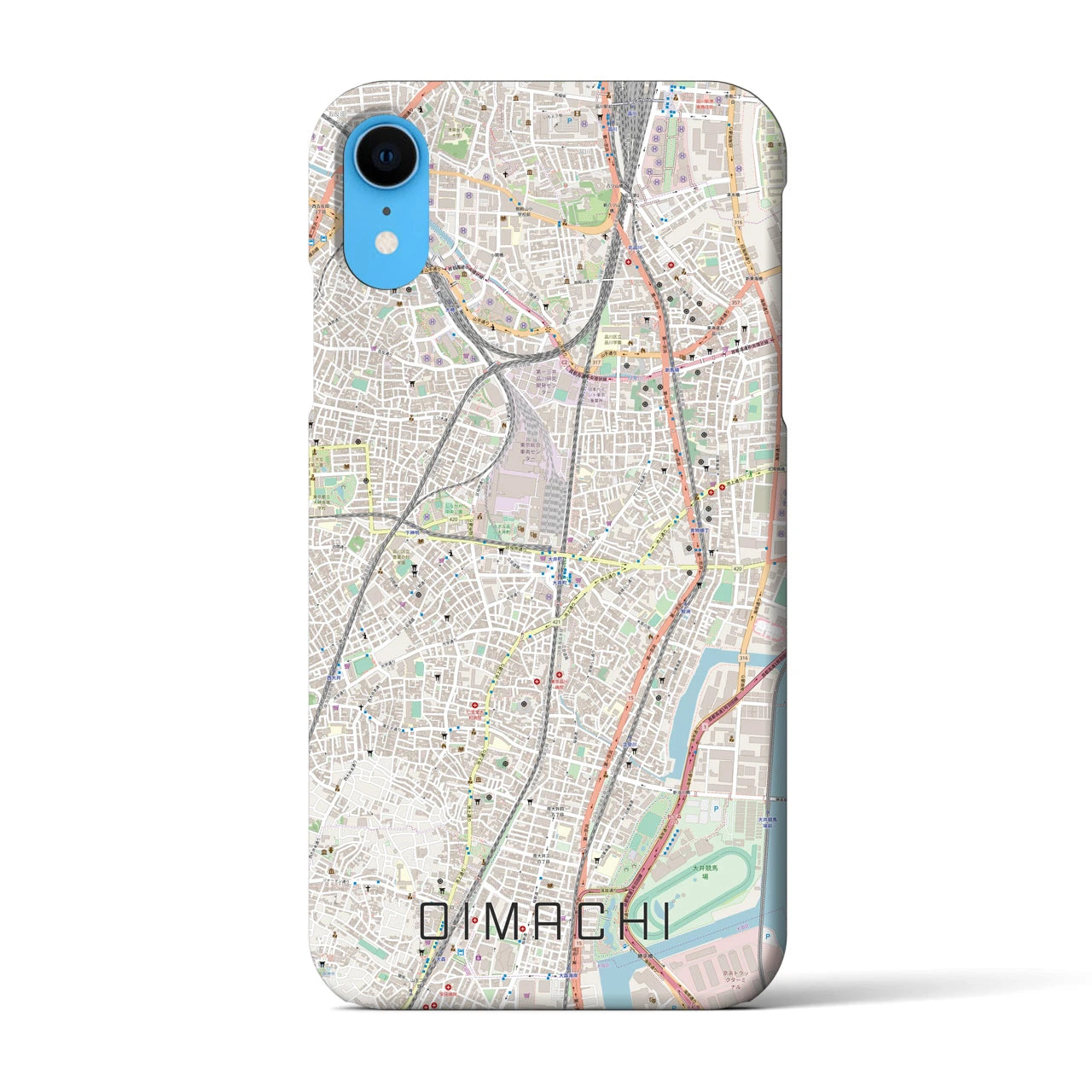 【大井町】地図柄iPhoneケース（バックカバータイプ・ナチュラル）iPhone XR 用