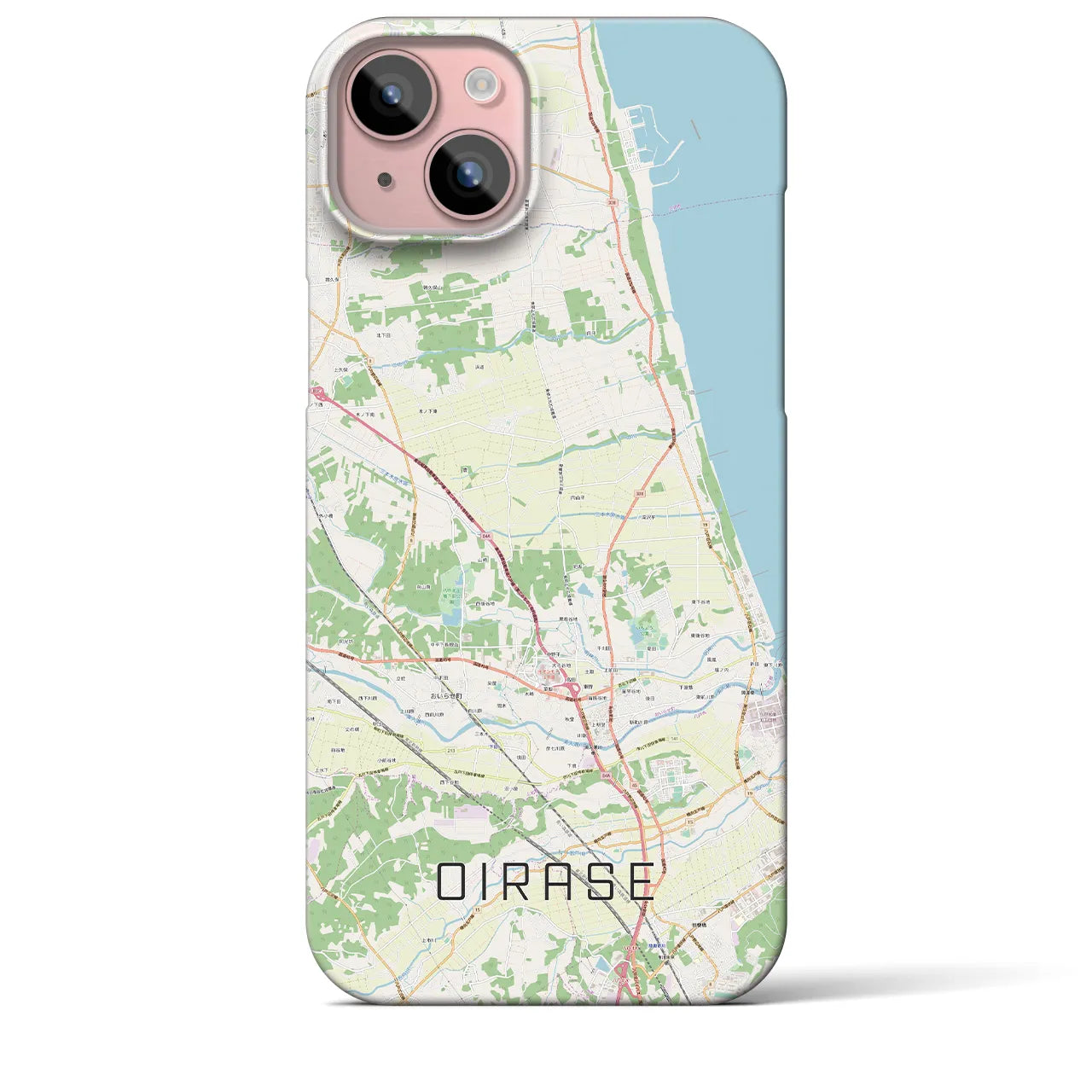 【おいらせ】地図柄iPhoneケース（バックカバータイプ・ナチュラル）iPhone 15 Plus 用