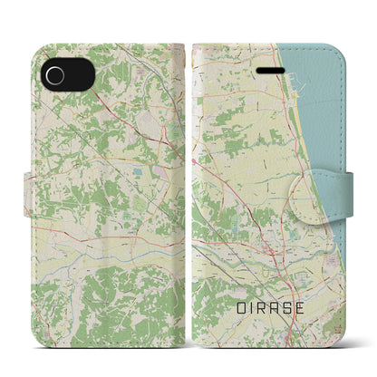 【おいらせ（青森県）】地図柄iPhoneケース（手帳タイプ）ナチュラル・iPhone SE（第3 / 第2世代） / 8 / 7 / 6s / 6 用