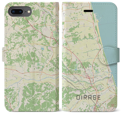 【おいらせ（青森県）】地図柄iPhoneケース（手帳タイプ）ナチュラル・iPhone 8Plus /7Plus / 6sPlus / 6Plus 用