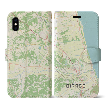 【おいらせ（青森県）】地図柄iPhoneケース（手帳タイプ）ナチュラル・iPhone XS / X 用