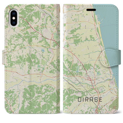 【おいらせ（青森県）】地図柄iPhoneケース（手帳タイプ）ナチュラル・iPhone XS Max 用