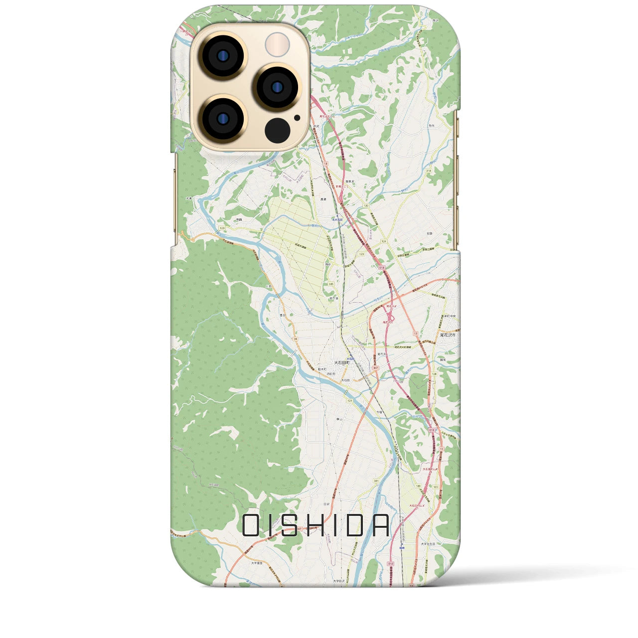 【大石田】地図柄iPhoneケース（バックカバータイプ・ナチュラル）iPhone 12 Pro Max 用