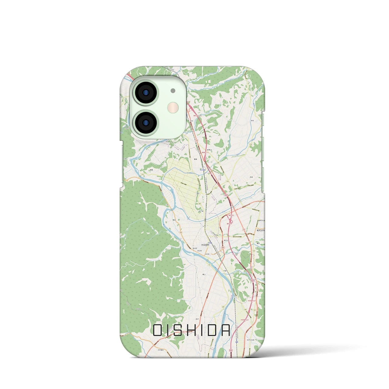 【大石田】地図柄iPhoneケース（バックカバータイプ・ナチュラル）iPhone 12 mini 用