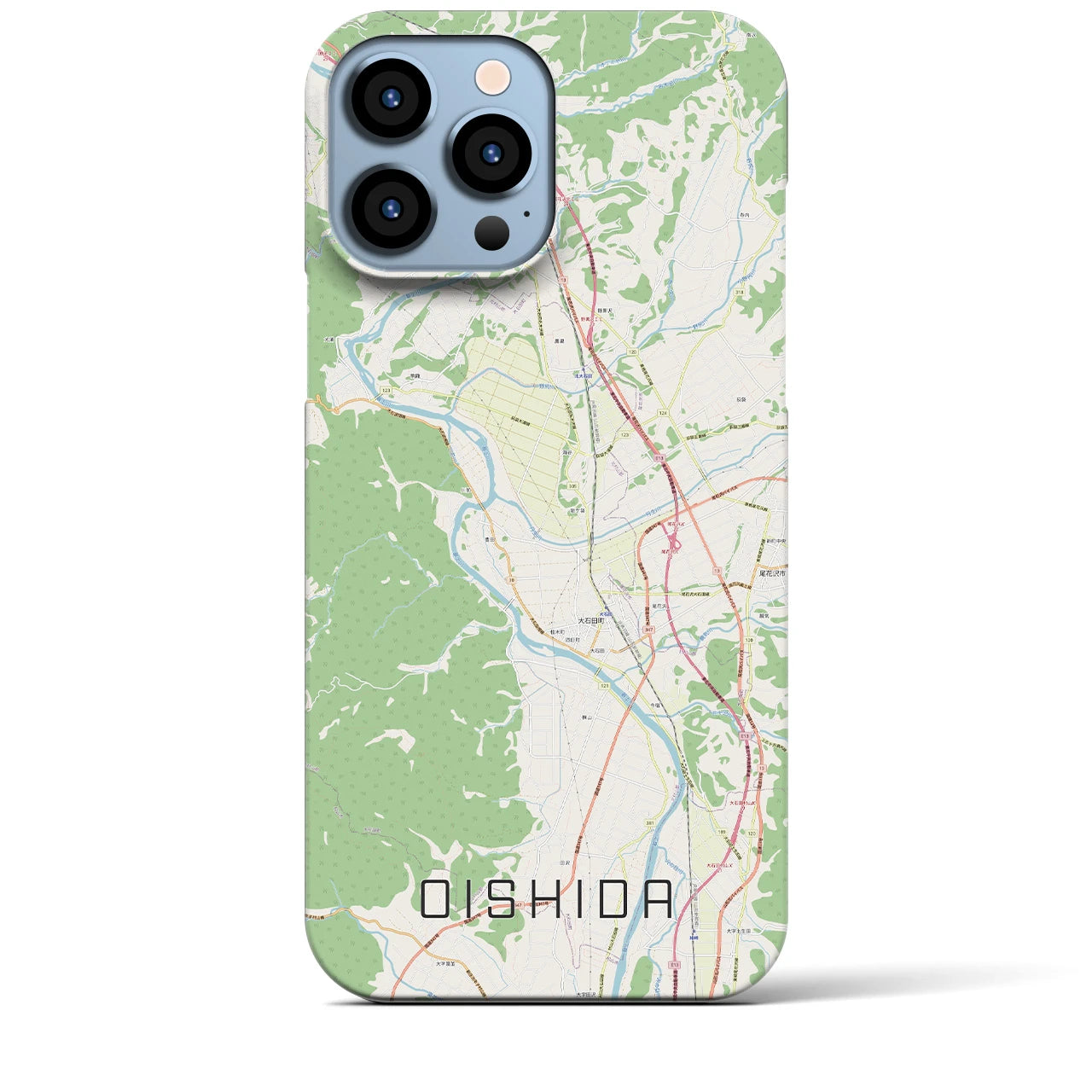 【大石田】地図柄iPhoneケース（バックカバータイプ・ナチュラル）iPhone 13 Pro Max 用
