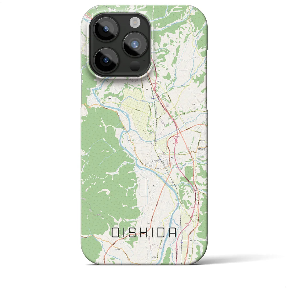 【大石田】地図柄iPhoneケース（バックカバータイプ・ナチュラル）iPhone 15 Pro Max 用