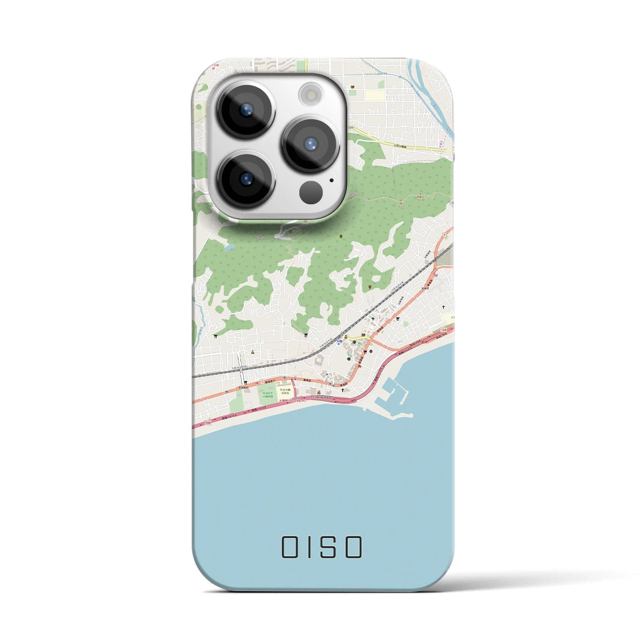 【大磯】地図柄iPhoneケース（バックカバータイプ・ナチュラル）iPhone 14 Pro 用