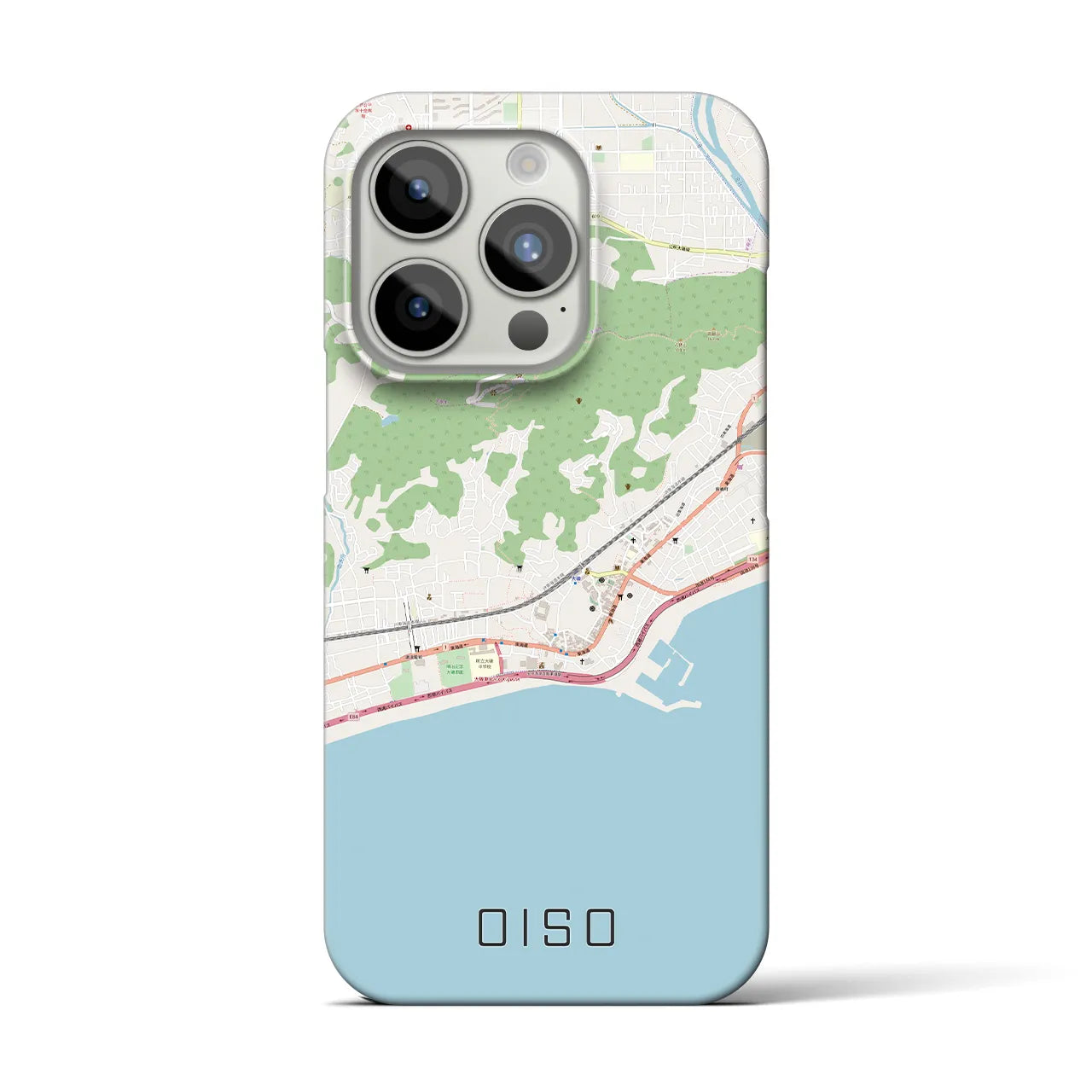 【大磯】地図柄iPhoneケース（バックカバータイプ・ナチュラル）iPhone 15 Pro 用