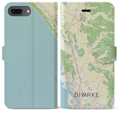 【追分（秋田県）】地図柄iPhoneケース（手帳タイプ）ナチュラル・iPhone 8Plus /7Plus / 6sPlus / 6Plus 用