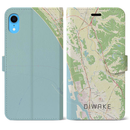 【追分（秋田県）】地図柄iPhoneケース（手帳タイプ）ナチュラル・iPhone XR 用