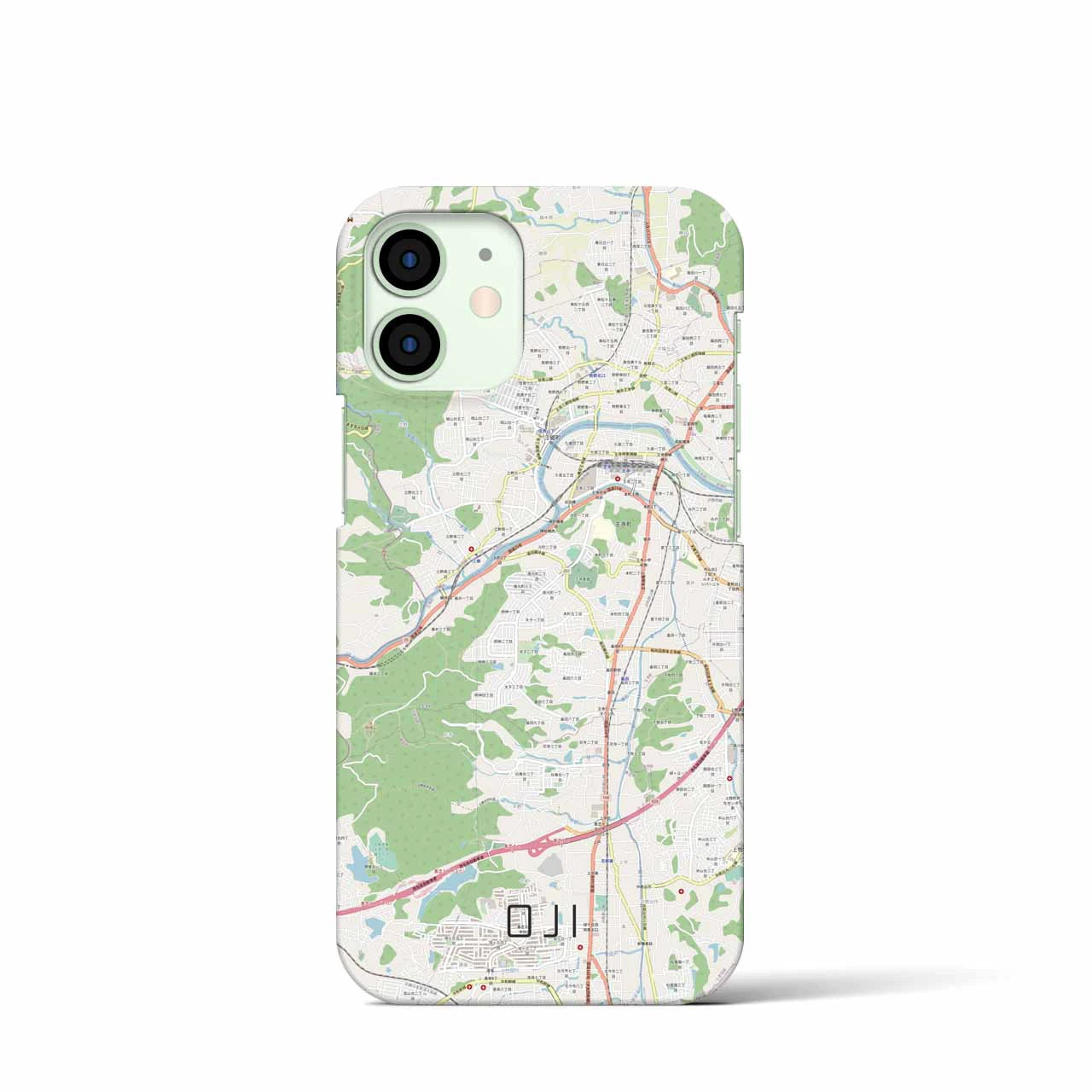 【王寺】地図柄iPhoneケース（バックカバータイプ・ナチュラル）iPhone 12 mini 用