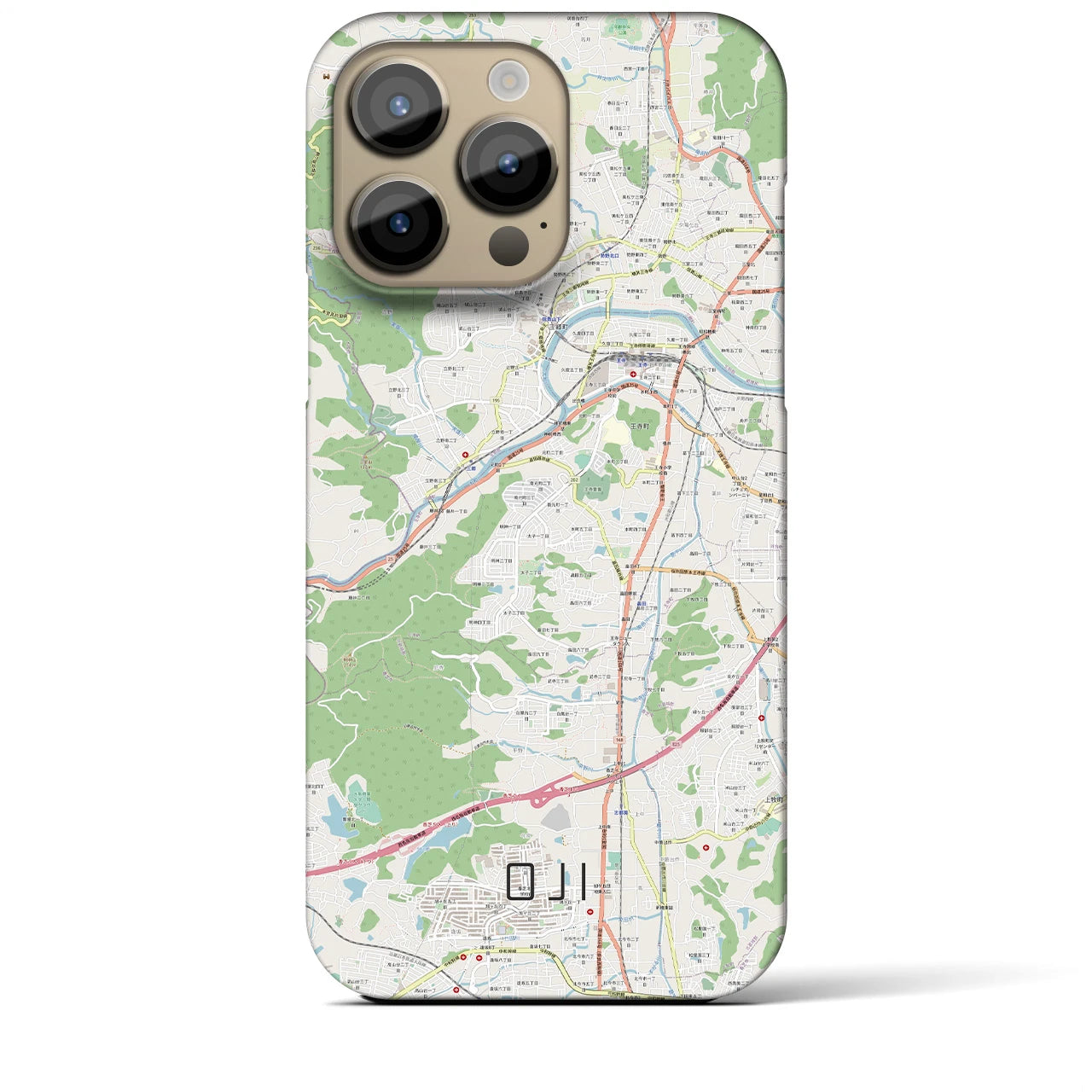 【王寺】地図柄iPhoneケース（バックカバータイプ・ナチュラル）iPhone 14 Pro Max 用