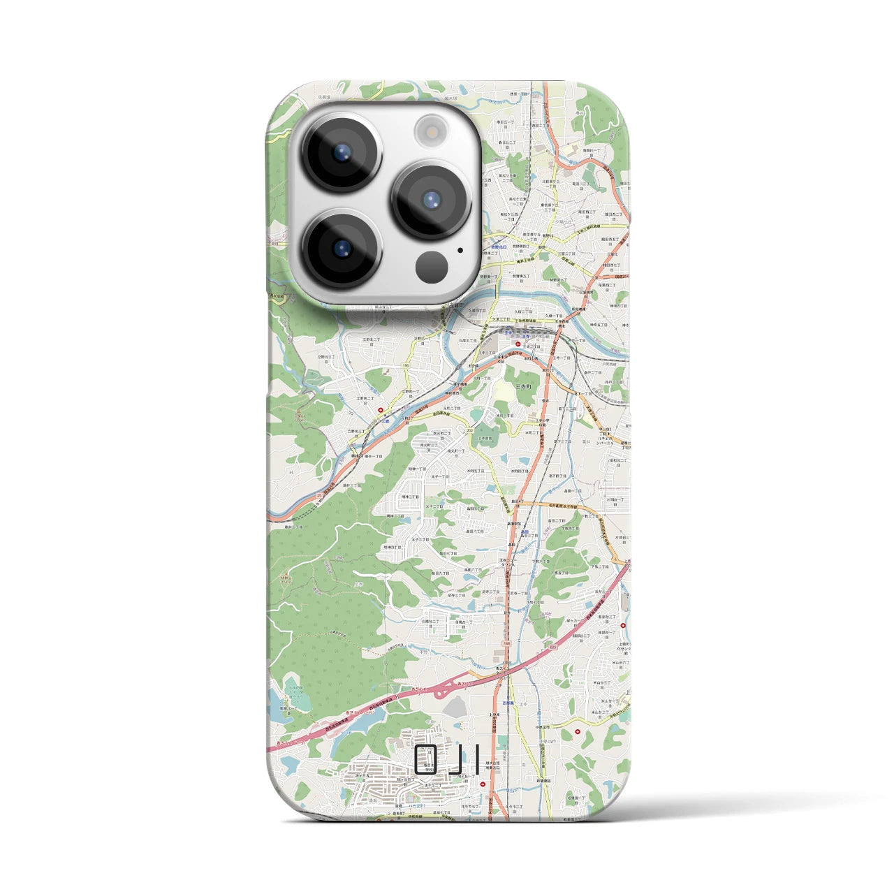 【王寺】地図柄iPhoneケース（バックカバータイプ・ナチュラル）iPhone 14 Pro 用
