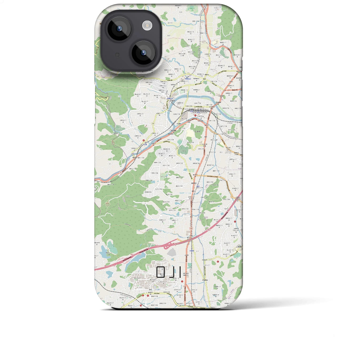 【王寺】地図柄iPhoneケース（バックカバータイプ・ナチュラル）iPhone 14 Plus 用