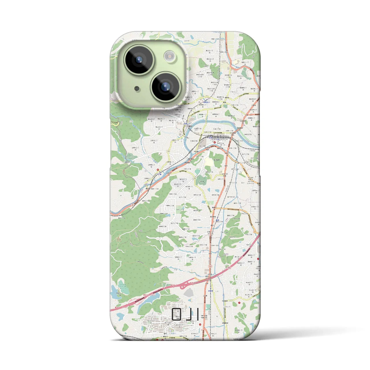【王寺】地図柄iPhoneケース（バックカバータイプ・ナチュラル）iPhone 15 用