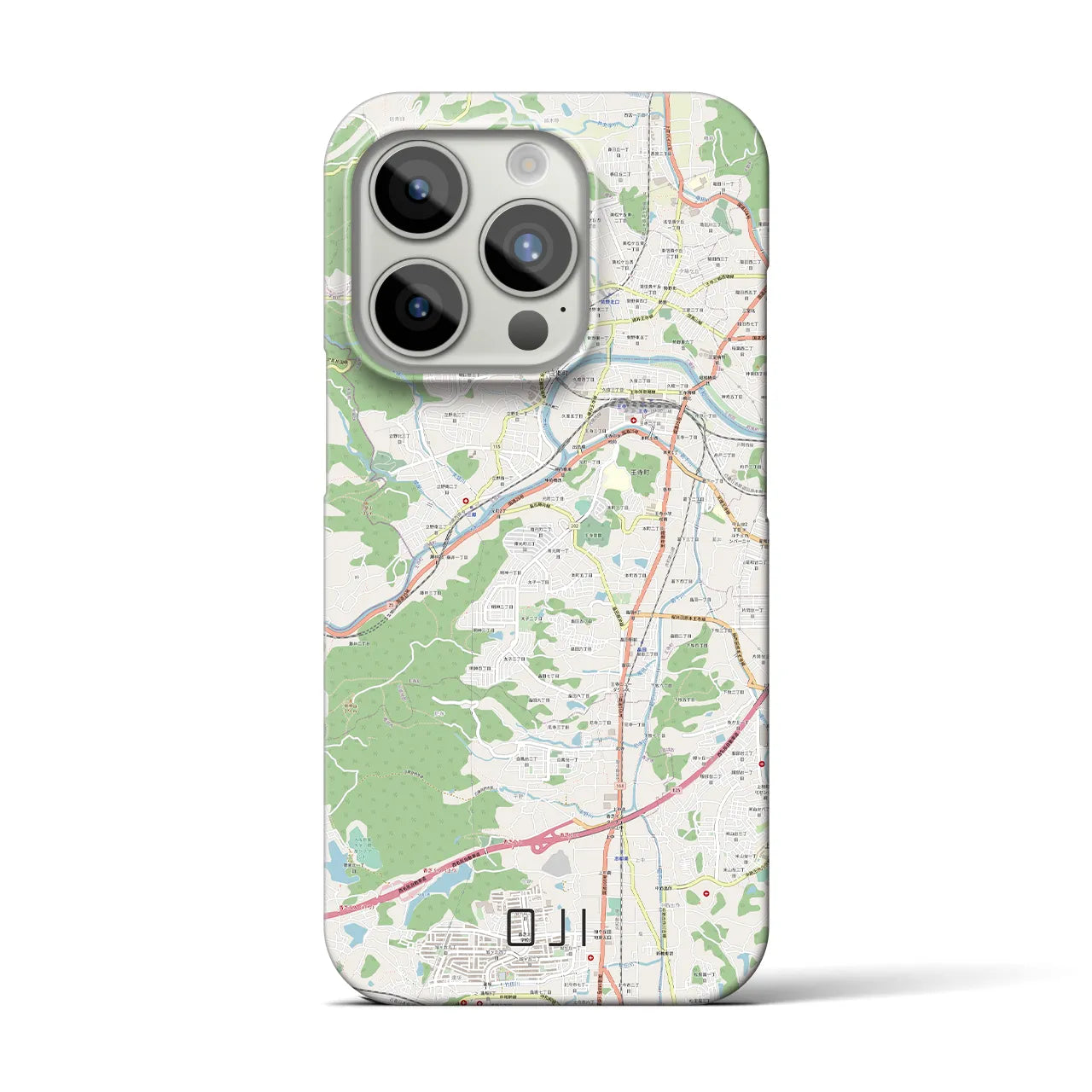 【王寺】地図柄iPhoneケース（バックカバータイプ・ナチュラル）iPhone 15 Pro 用